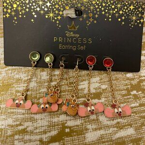 🎄Cinderella Jaq & Gus Gus Dangle 3 Pair Earrings Set